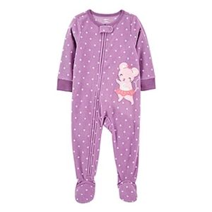 Girls Carter’s® Microfleece Lot Sleeve Footed Mouse One Piece Pajamas